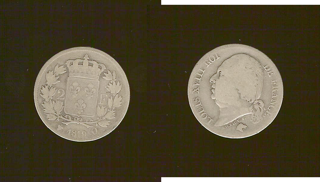 2 francs Louis XVIII 1819Q VG/F+